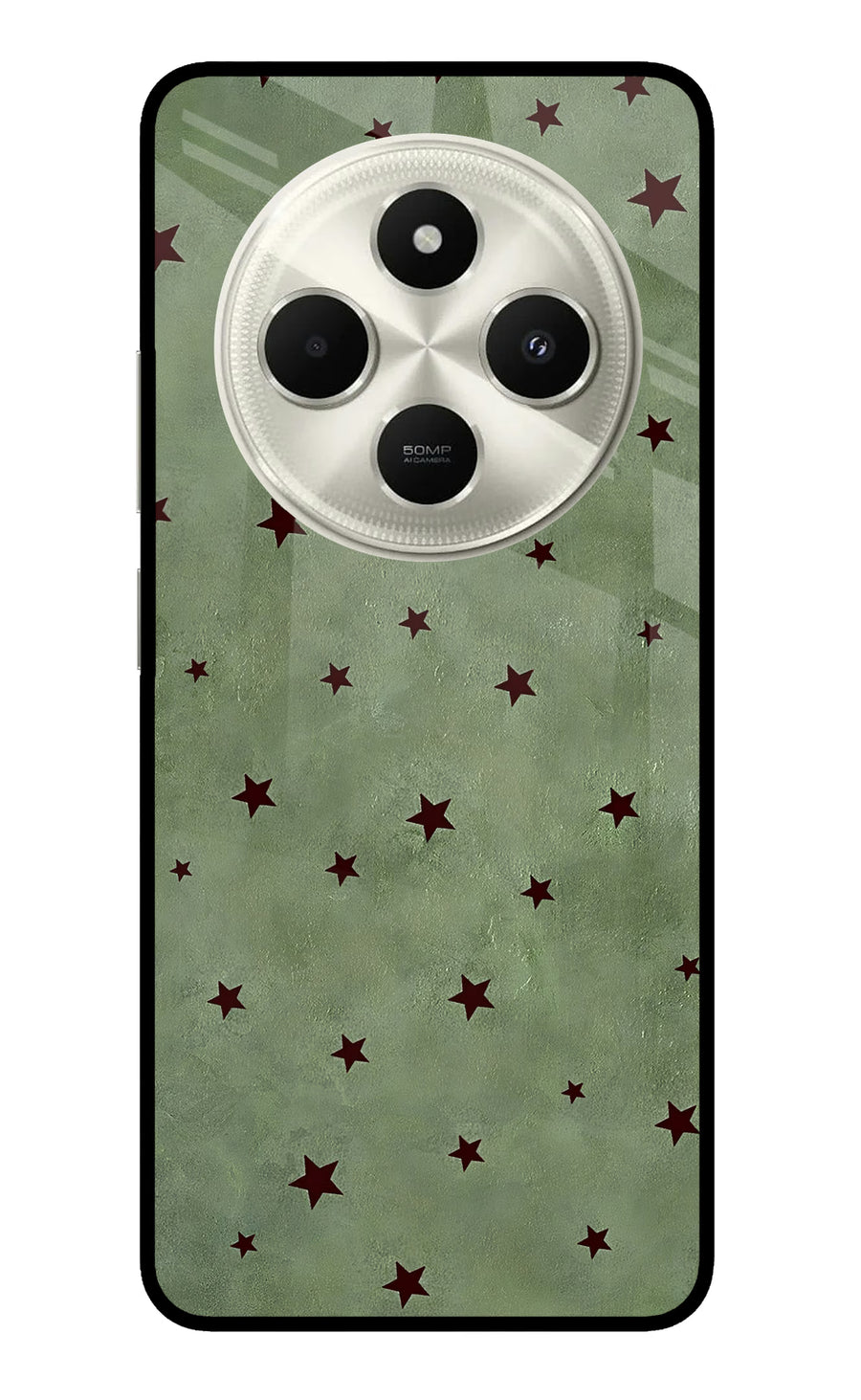Green Stars Poco C75 5G Back Cover, Metal case