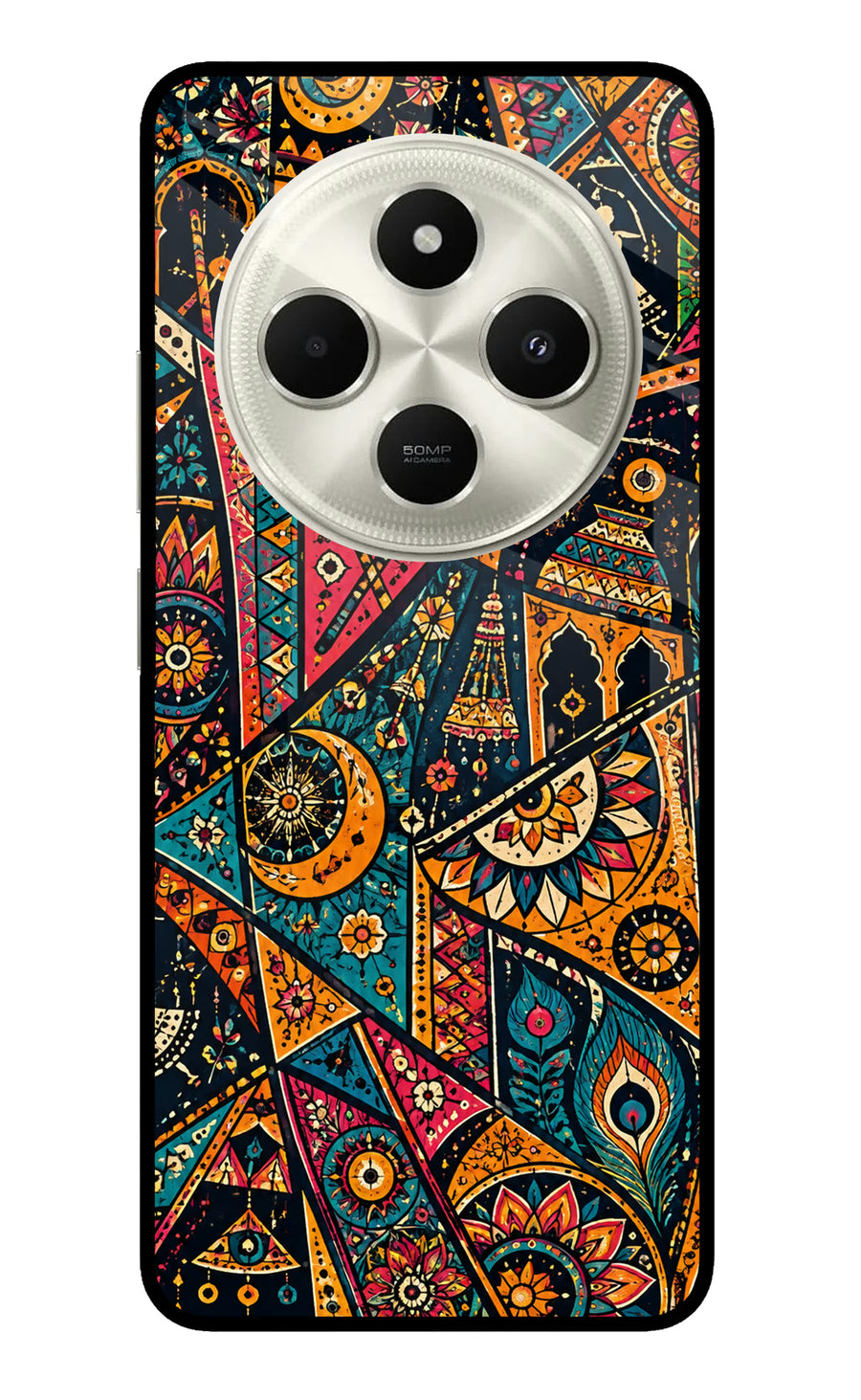 Folk Print Poco C75 5G Back Cover, Metal case