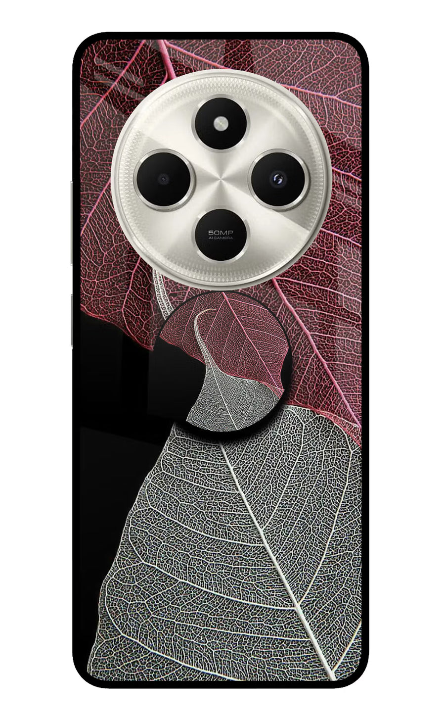 Leaf Pattern Poco C75 5G Pop Case, Metal case