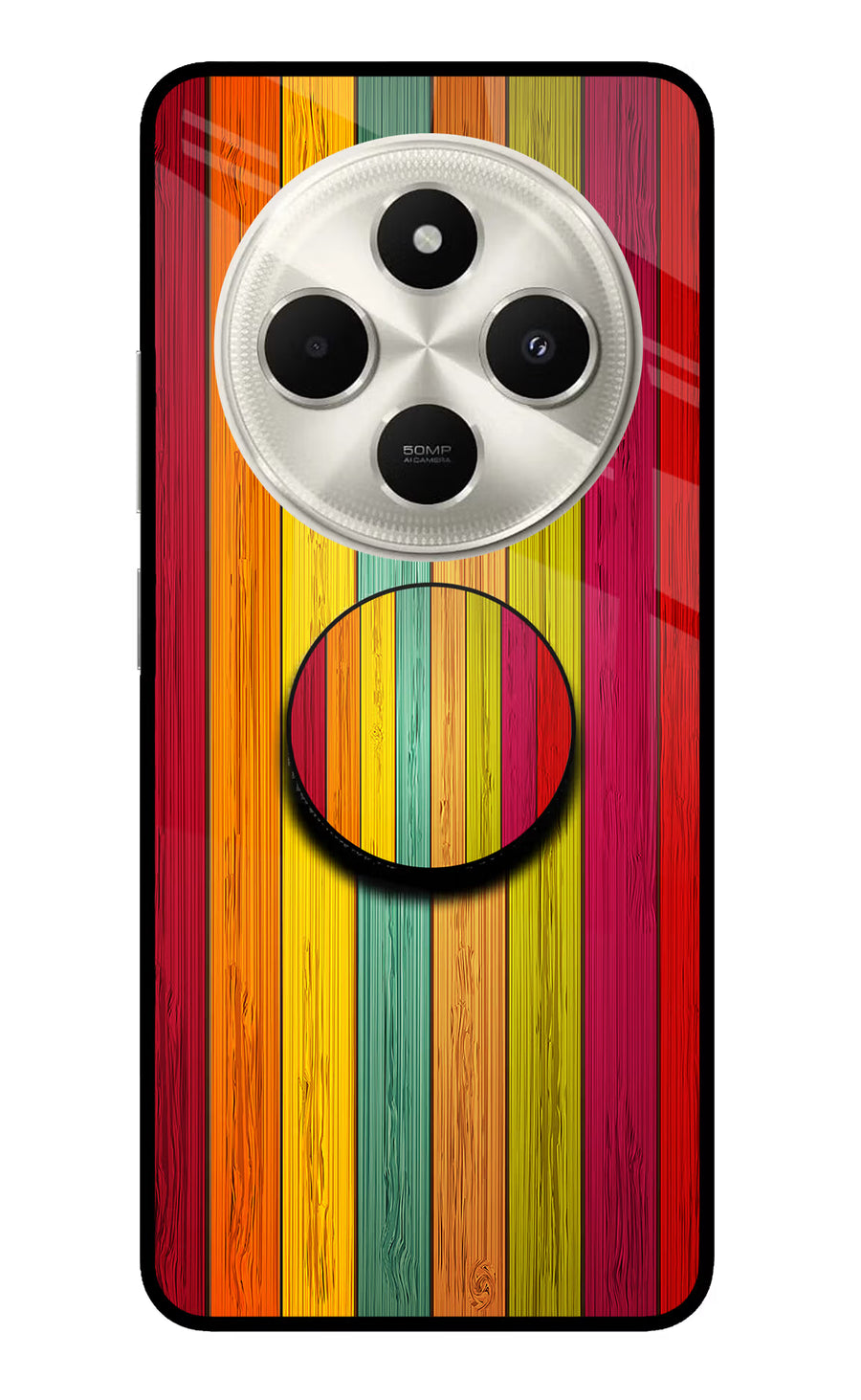 Multicolor Wooden Poco C75 5G Pop Case, Metal case