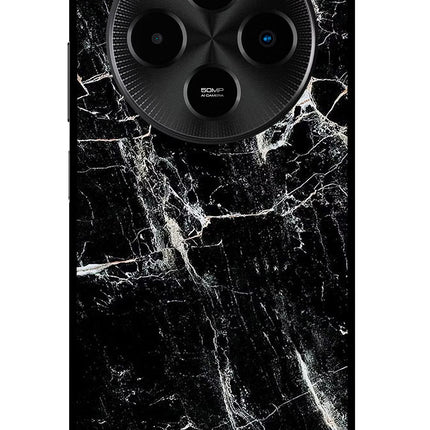 Black Marble Texture Poco M7 5G Metal Case Back Cover by Casekaro
