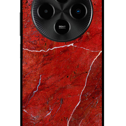 Red Marble Design Poco M7 5G Metal Case Back Cover by Casekaro