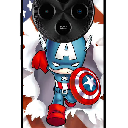 Captain America Poco M7 5G Metal Case Back Cover by Casekaro