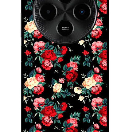 Rose Pattern Poco M7 5G Metal Case Back Cover by Casekaro