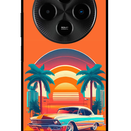 Palm Drive 80s Poco M7 5G Metal Case Back Cover by Casekaro