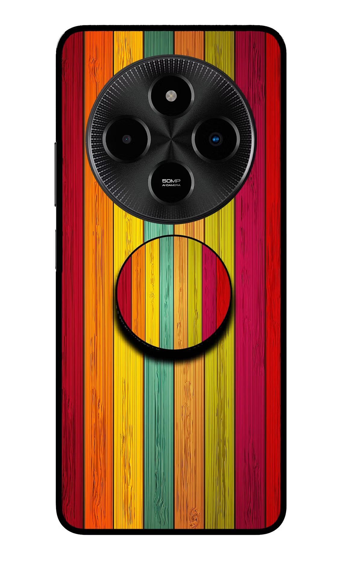 Multicolor Wooden Poco M7 5G Pop Case by Casekaro