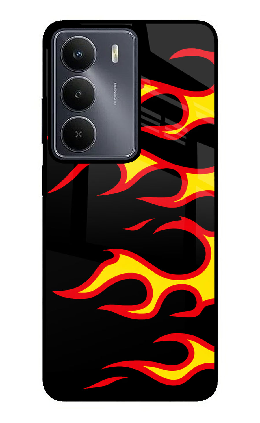 Side Sweep Flames Realme Narzo 80 Lite 5G Back Cover, Metal case