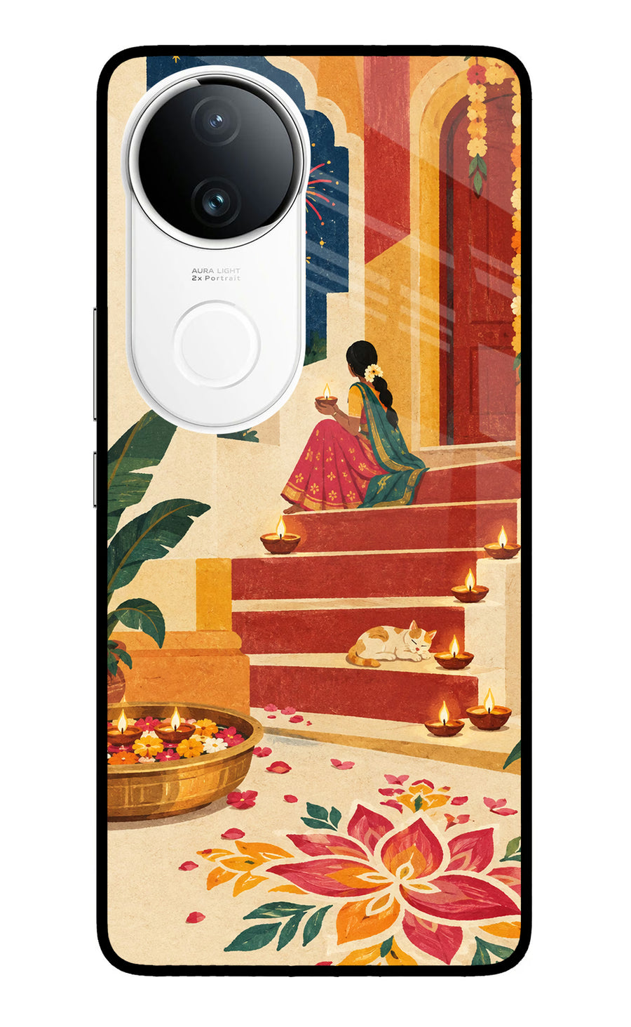 Diwali Rangoli Vivo T4R 5G Back Cover, Metal case