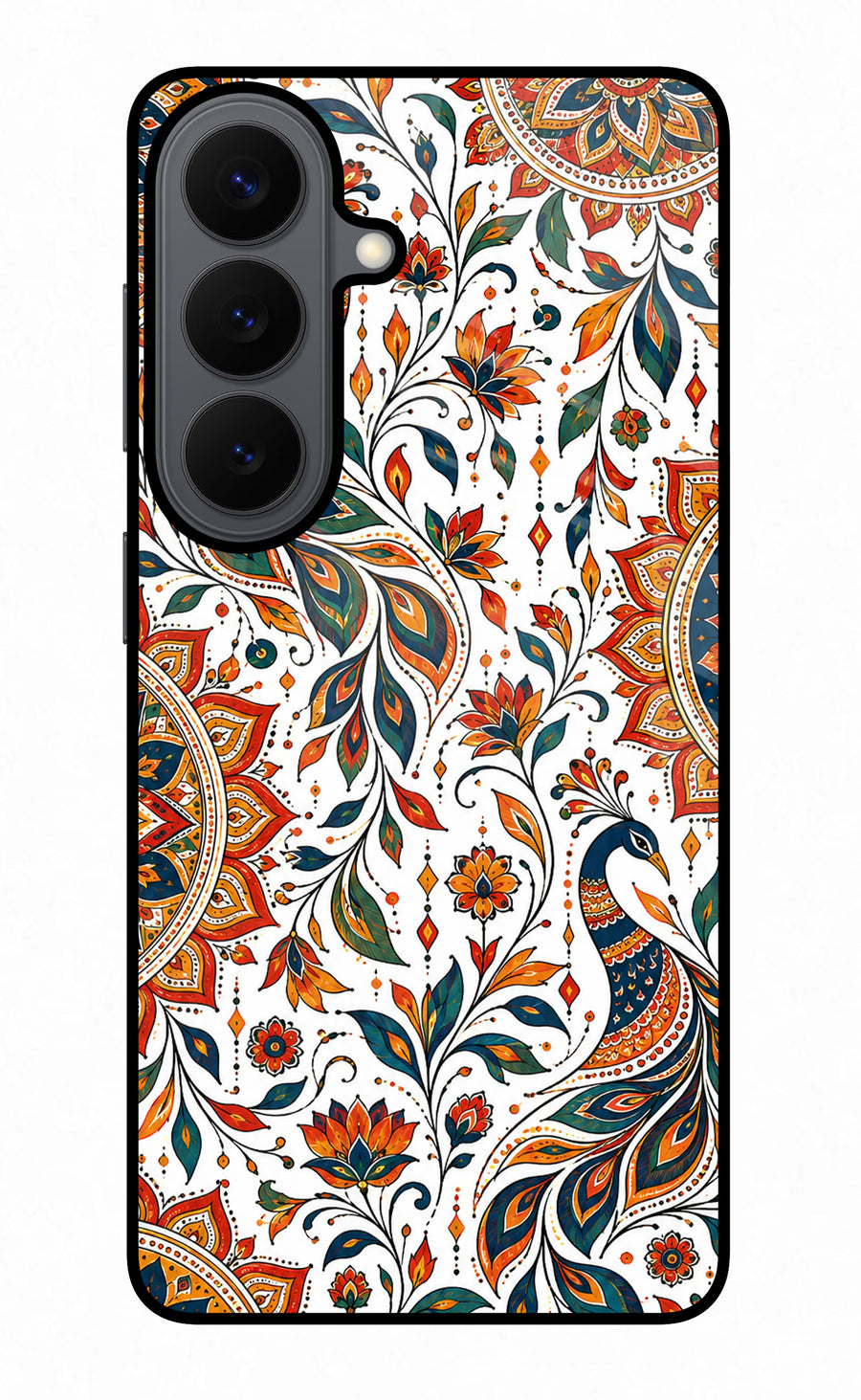 White Mayura Samsung S26 Back Cover, Metal case