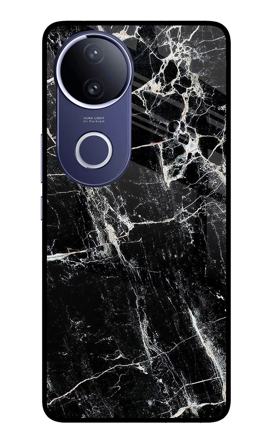 Black Marble Texture Vivo V50e 5G Back Cover, Metal case
