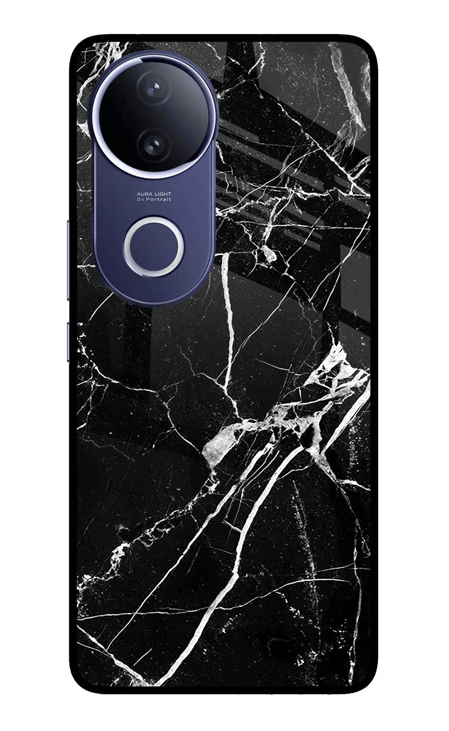 Black Marble Pattern Vivo V50e 5G Back Cover, Metal case