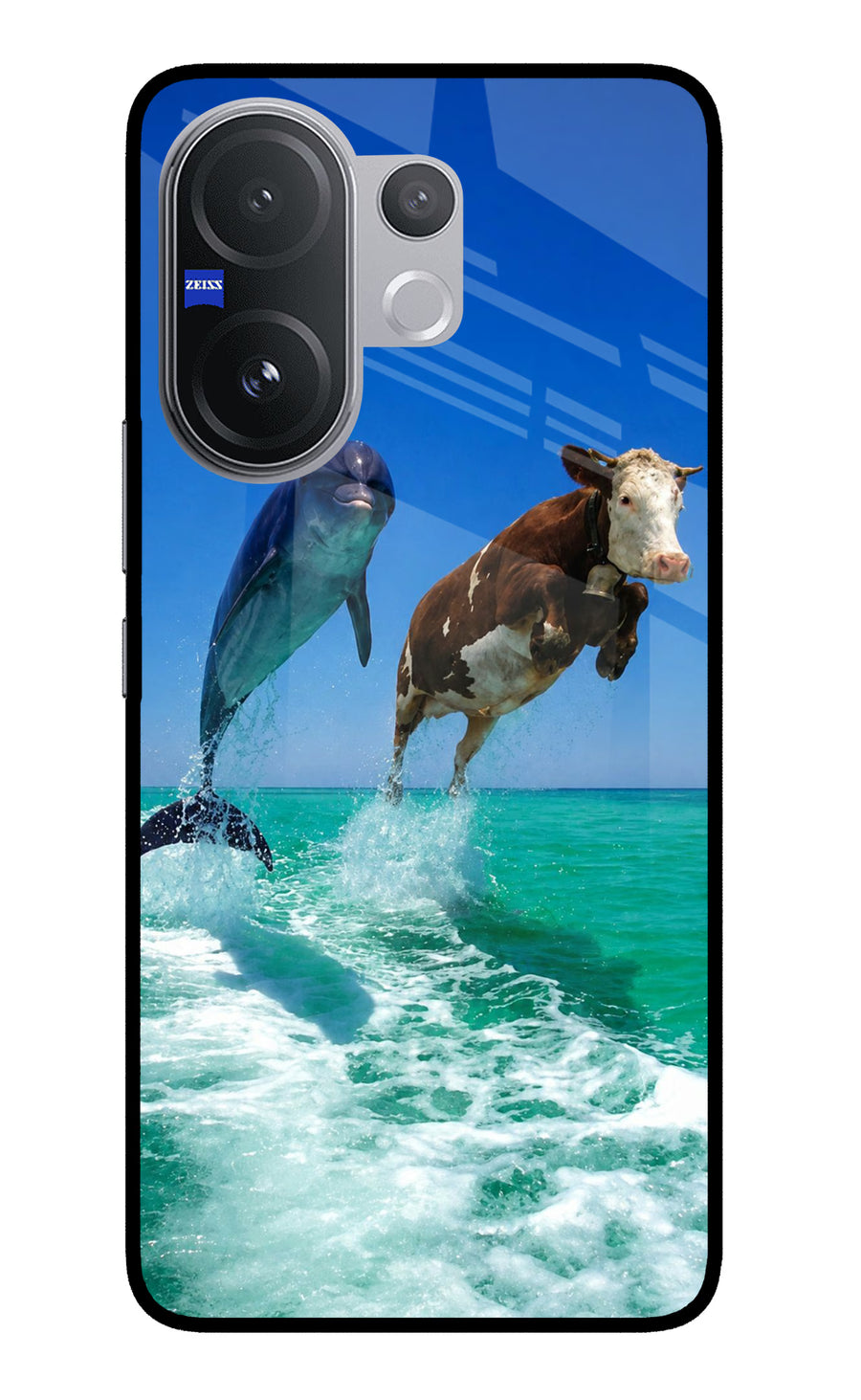 Dolphin vs Cow Vivo V60 5G Back Cover, Metal case
