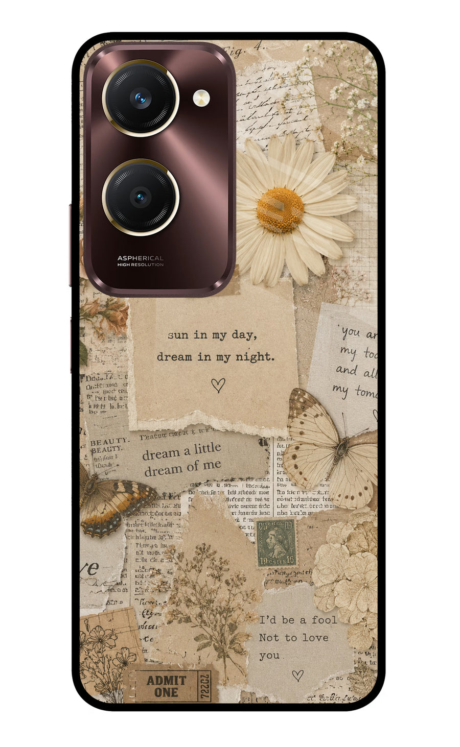 Vintage case Vivo Y28s 5G Back Cover, Metal case