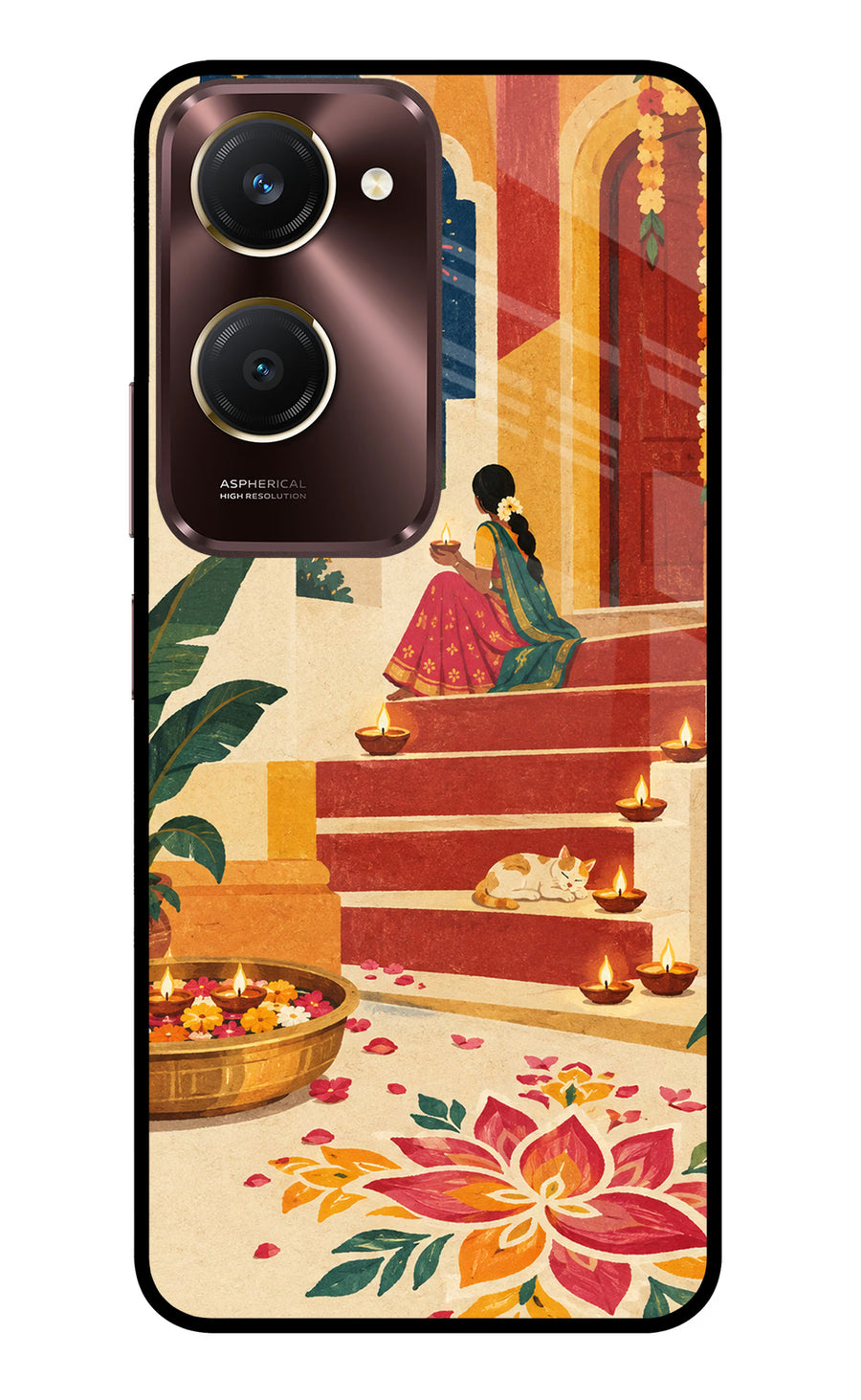 Diwali Rangoli Vivo Y28s 5G Back Cover, Metal case