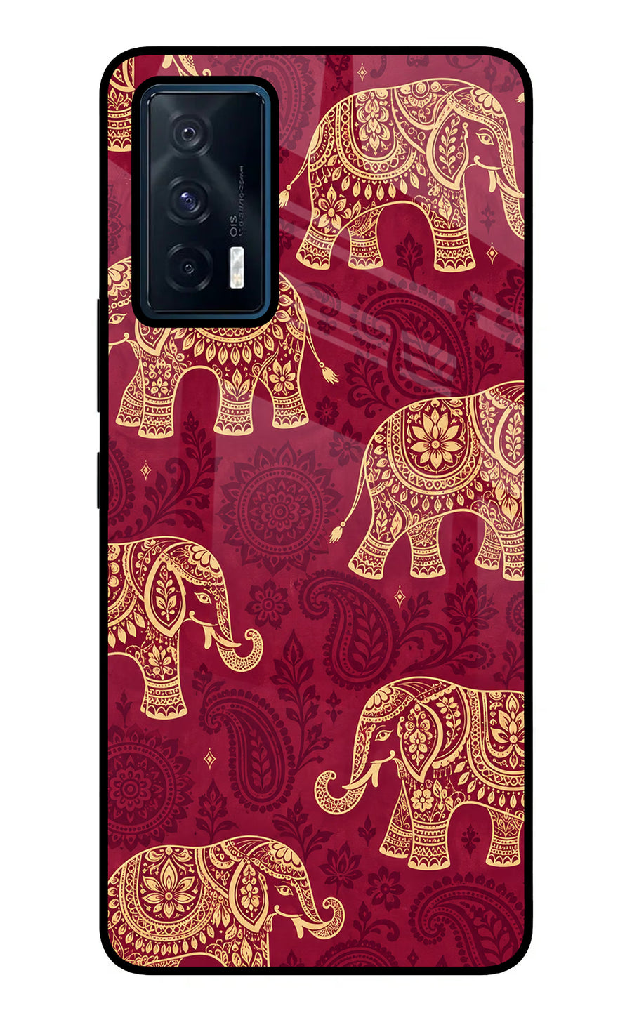 Maroon Elephant iQOO 7 5G Back Cover, Metal case