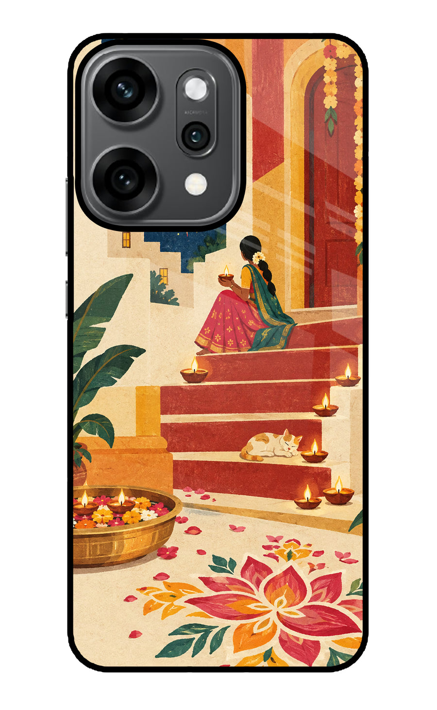 Diwali Rangoli Oppo Reno14 Pro 5G Back Cover, Metal case