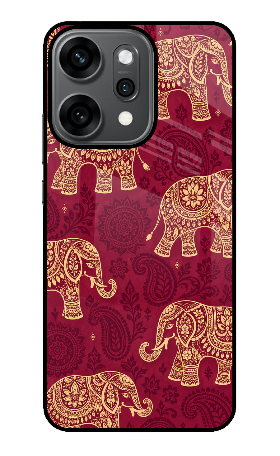 Maroon Elephant Oppo Reno14 Pro 5G Back Cover, Metal case