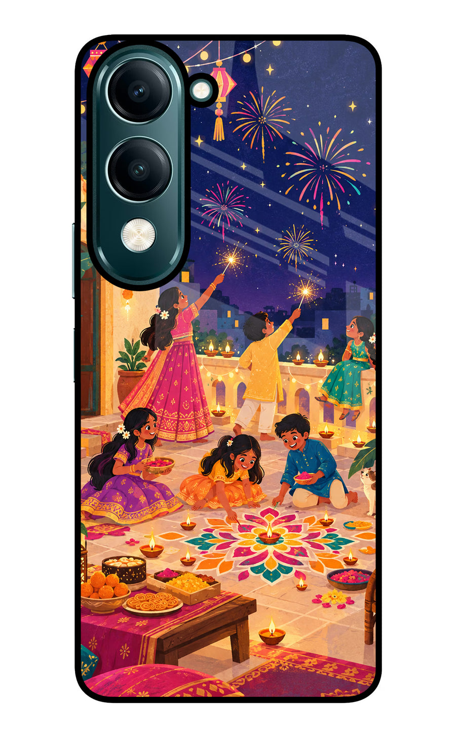 Diwali Night Vivo Y19 5G Back Cover, Metal case