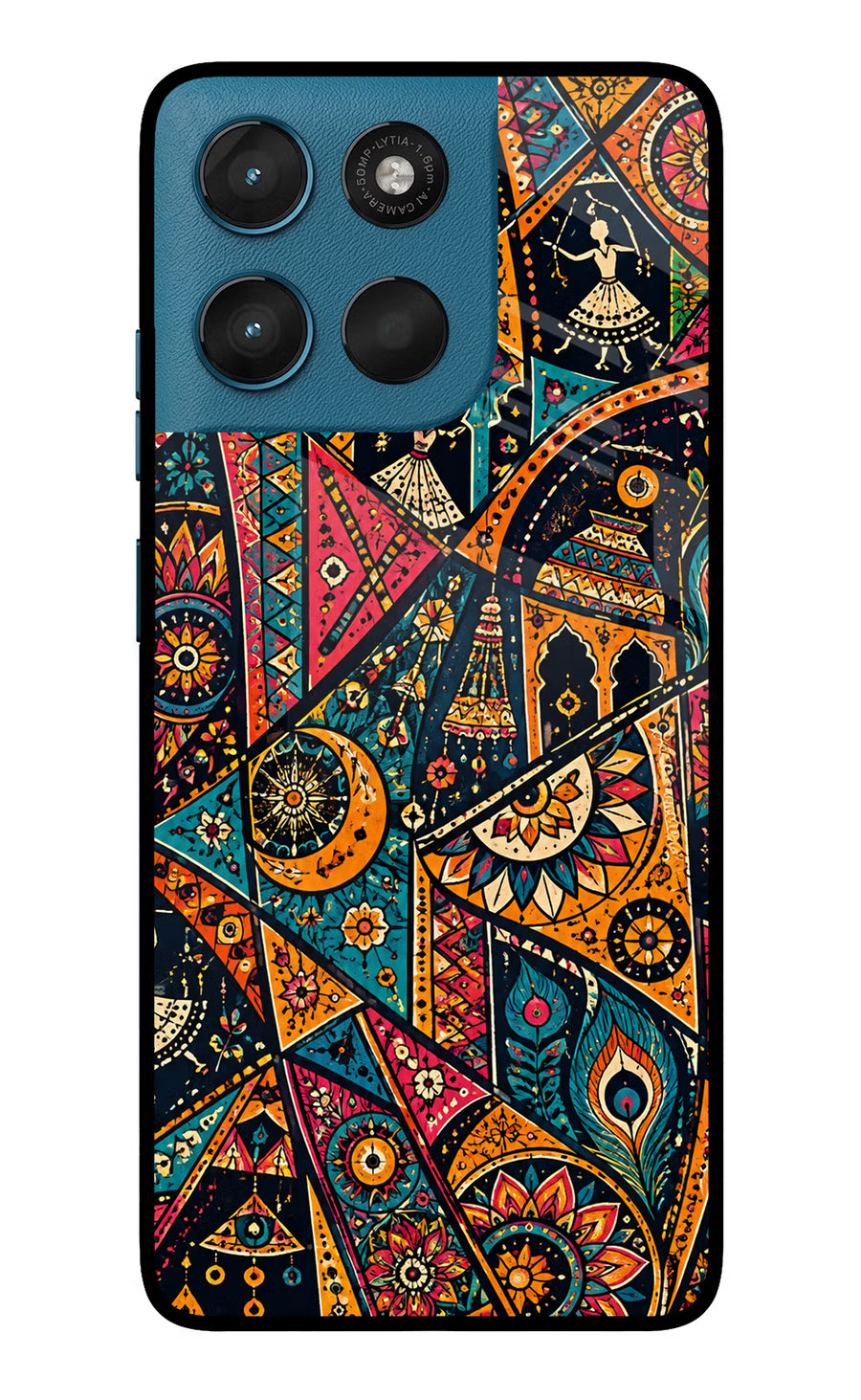 Folk Print Moto G57 Power 5G Back Cover, Metal case