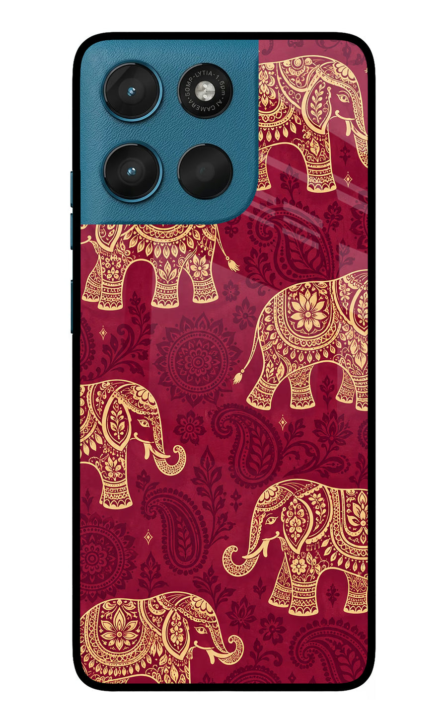 Maroon Elephant Moto G57 Power 5G Back Cover, Metal case