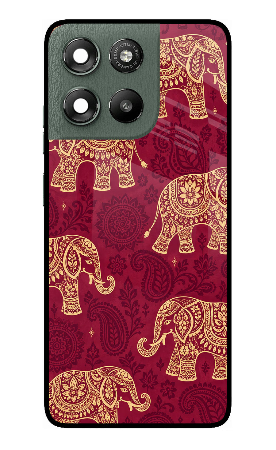 Maroon Elephant Moto G67 Power 5G Back Cover, Metal case