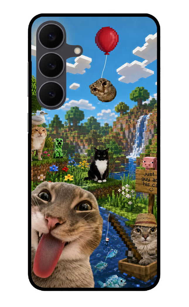 Minecraft Cat Chaos Samsung S25 FE 5G Metal Case Back Cover by Casekaro