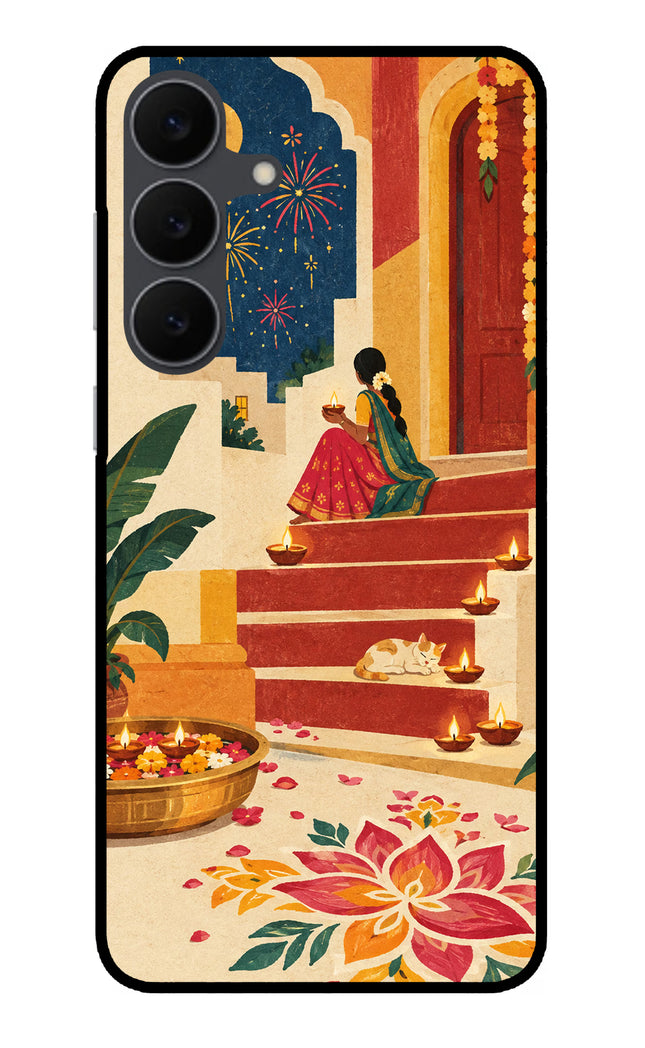 Diwali Rangoli Samsung S25 FE 5G Metal Case Back Cover by Casekaro