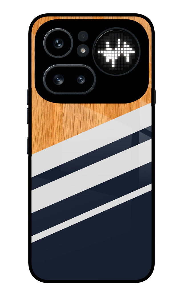 Blue and white wooden Nothing Phone 4a Pro Metal Case Back Cover by Casekaro