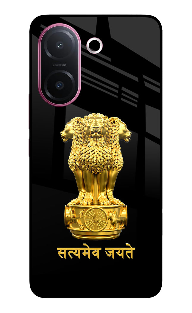 Satyamev Jayate Golden Vivo V60e 5G Metal Case Back Cover by Casekaro