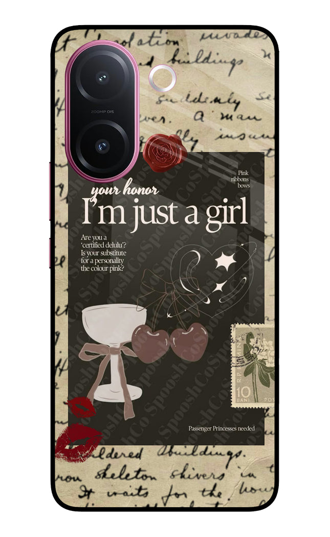 I am just a girl Vivo V60e 5G Metal Case Back Cover by Casekaro