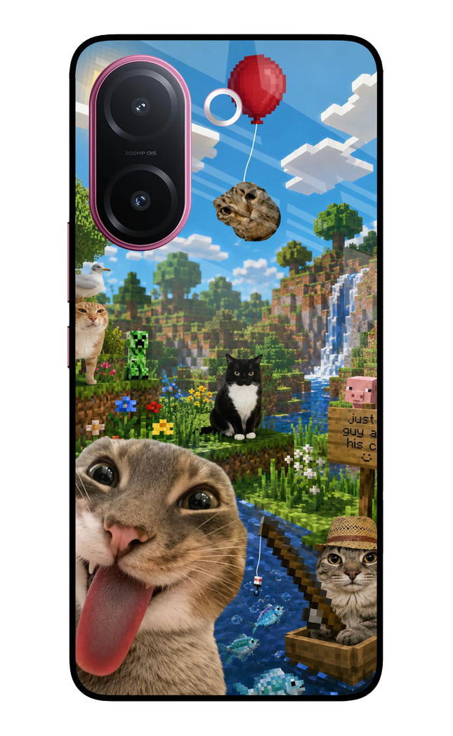 Minecraft Cat Chaos Vivo V60e 5G Metal Case Back Cover by Casekaro