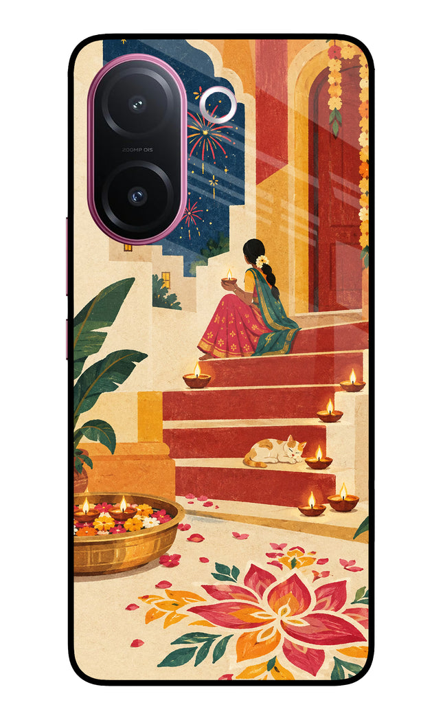 Diwali Rangoli Vivo V60e 5G Metal Case Back Cover by Casekaro