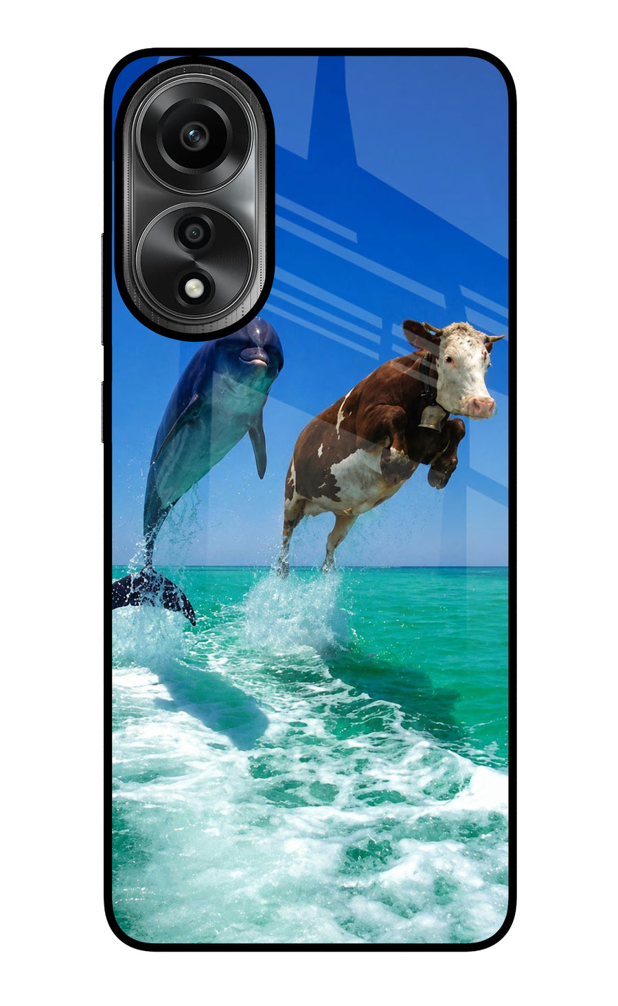 Dolphin vs Cow Oppo A78 4G Back Cover, Metal case