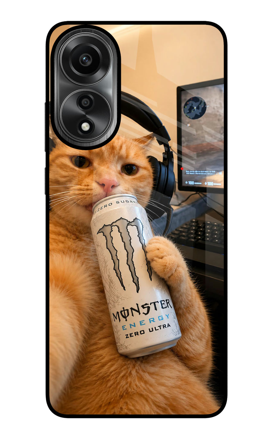 Gamer Cat Energy Oppo A78 4G Back Cover, Metal case
