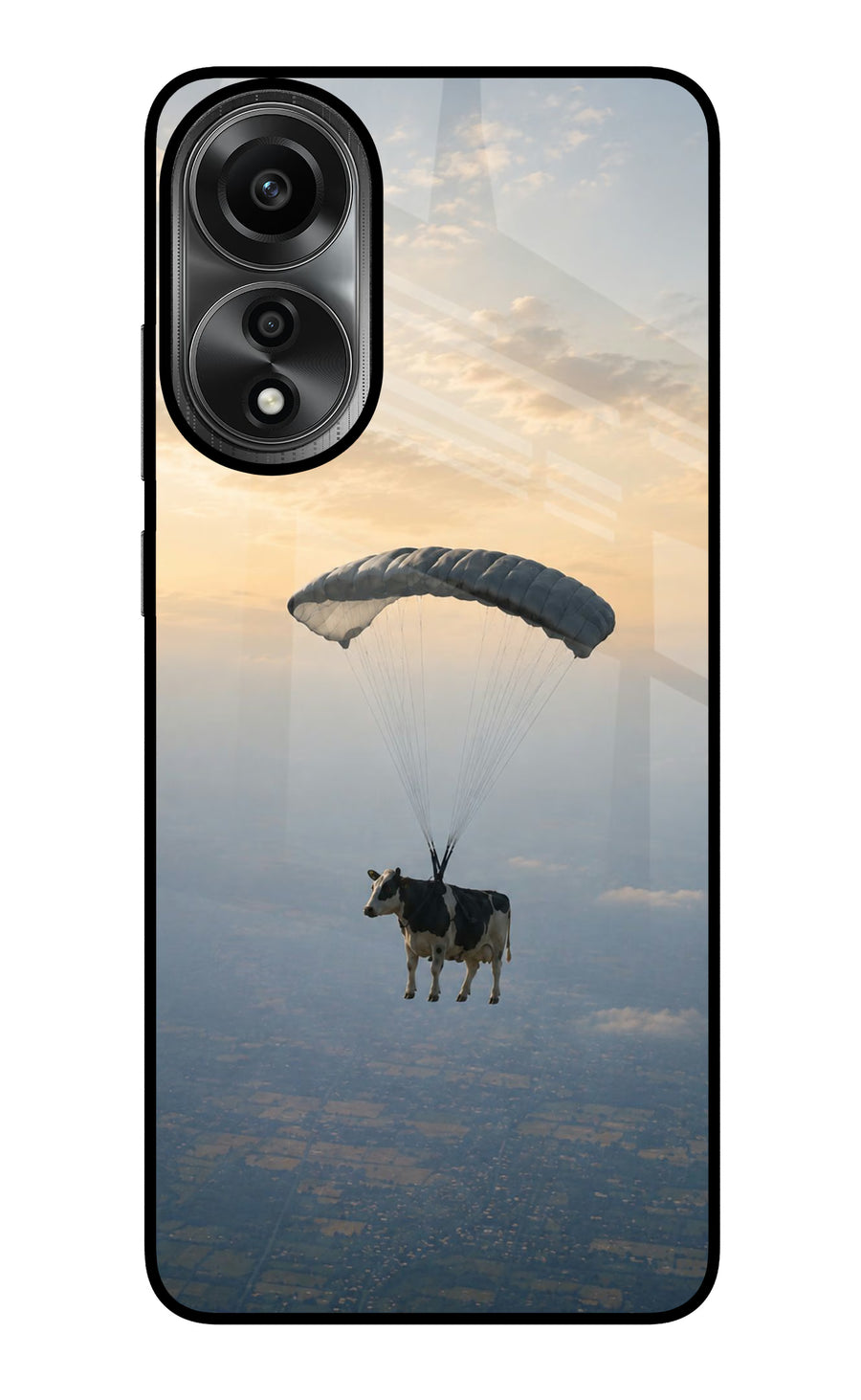 Skydiving Cow Oppo A78 4G Back Cover, Metal case