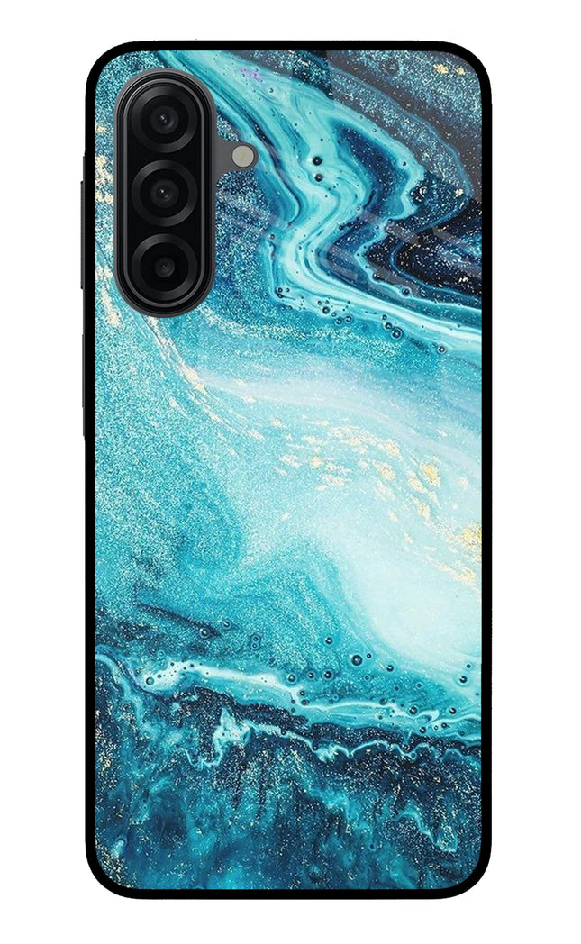 Blue Glitter Marble Samsung M17 5G Metal Case Back Cover by Casekaro