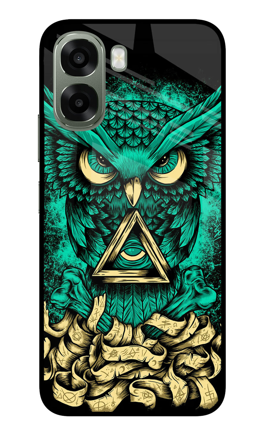 Green Owl Oppo A6x 5G Back Cover, Metal case