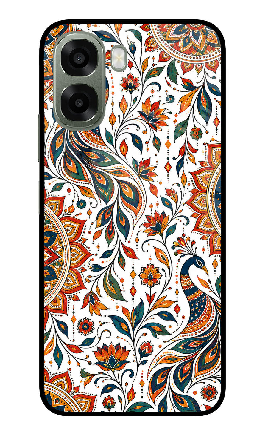 White Mayura Oppo A6x 5G Back Cover, Metal case