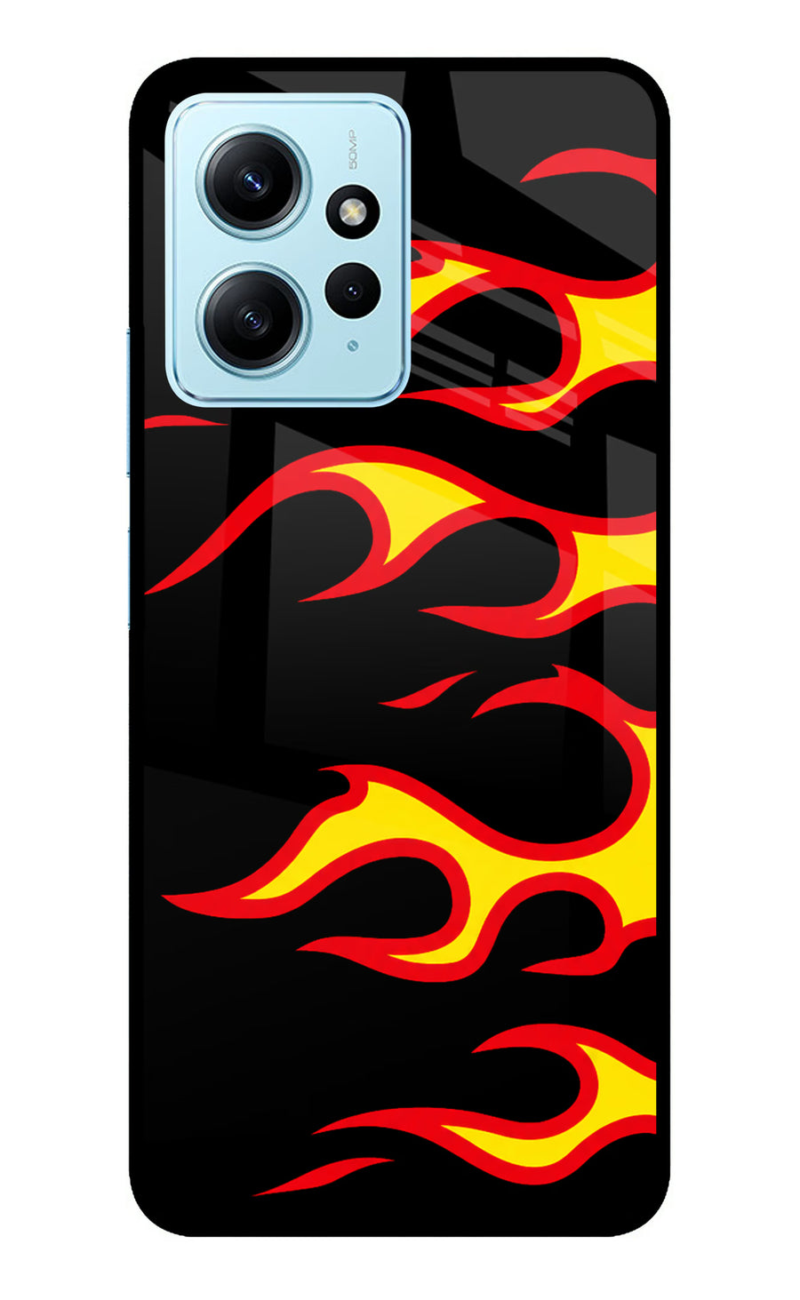 Side Sweep Flames Redmi Note 12 4G Back Cover, Metal case