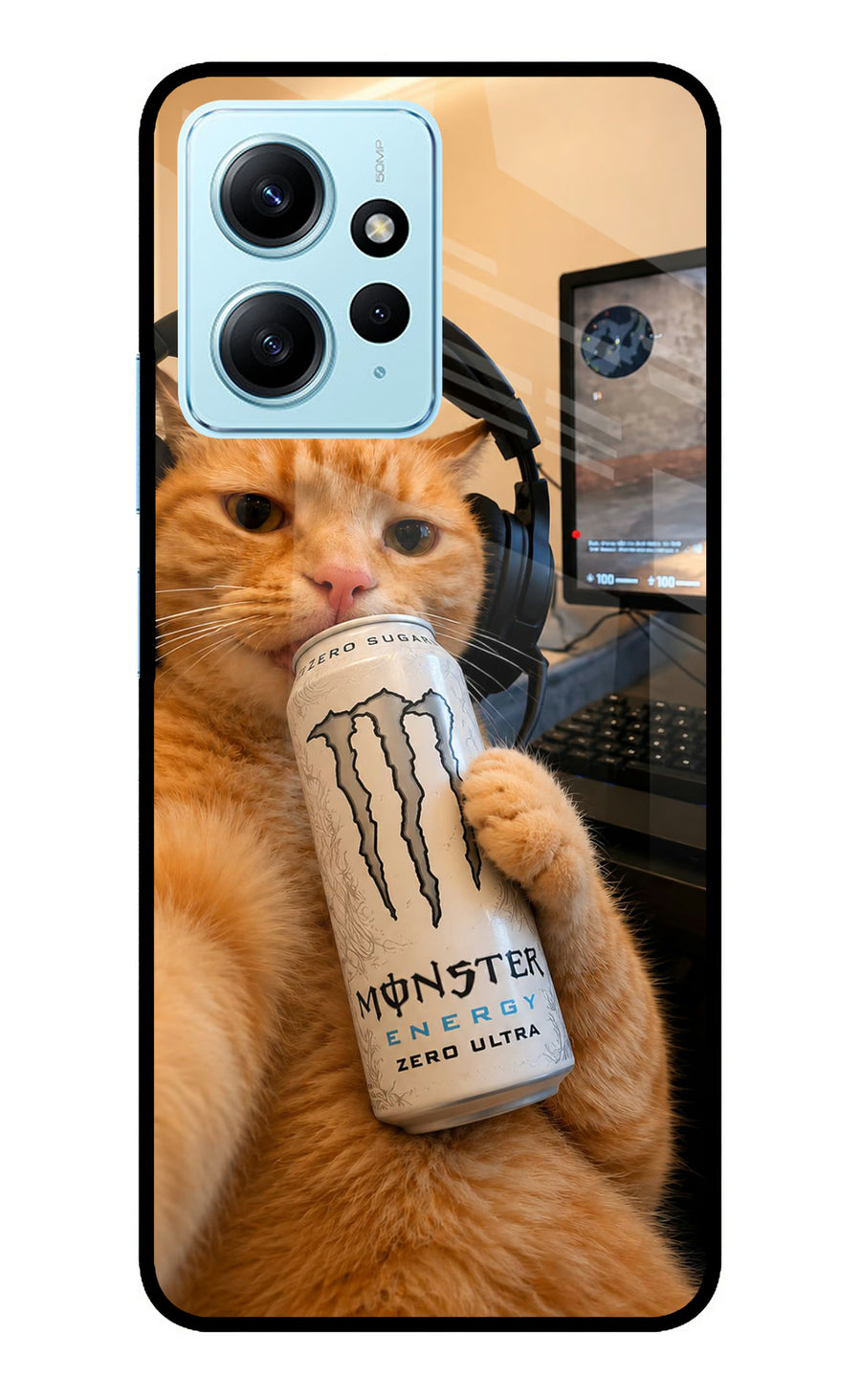 Gamer Cat Energy Redmi Note 12 4G Back Cover, Metal case