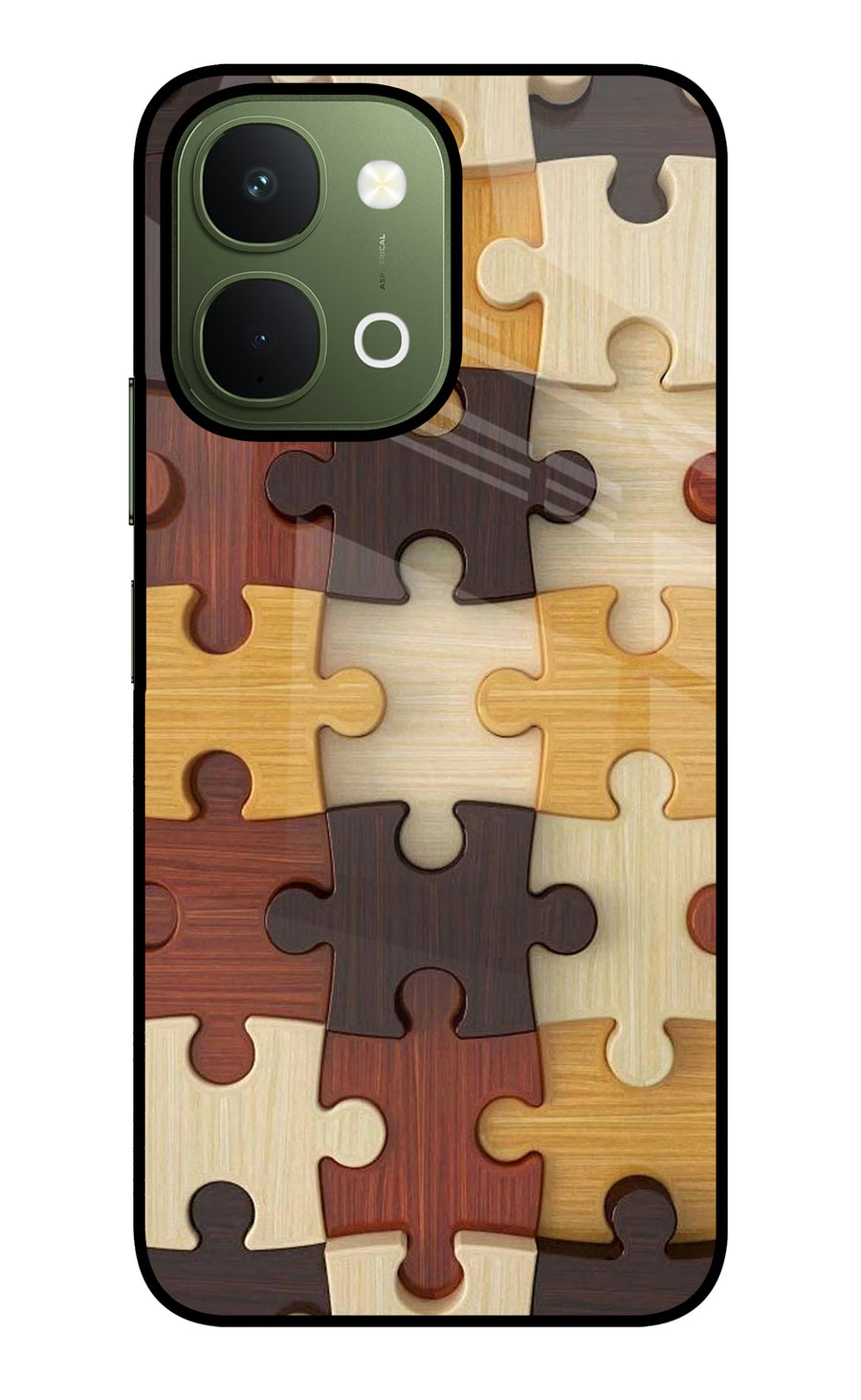 Wooden Puzzle Vivo T5x 5G Back Cover, Metal case
