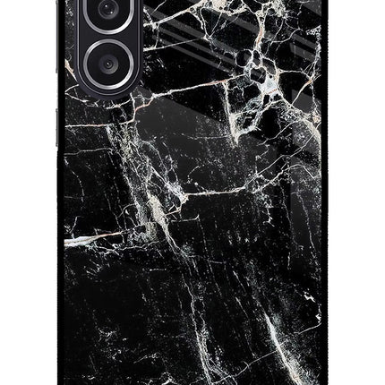 Black Marble Texture Samsung M36 5G Metal Case Back Cover by Casekaro