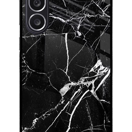 Black Marble Pattern Samsung M36 5G Metal Case Back Cover by Casekaro