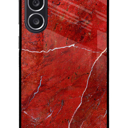 Red Marble Design Samsung M36 5G Metal Case Back Cover by Casekaro