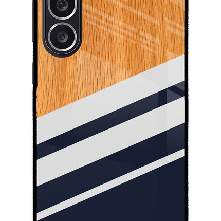 Blue and white wooden Samsung M36 5G Metal Case Back Cover by Casekaro