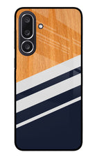 Blue and white wooden Samsung M36 5G Metal Case Back Cover by Casekaro