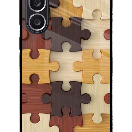 Wooden Puzzle Samsung M36 5G Metal Case Back Cover by Casekaro