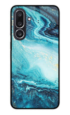 Blue Glitter Marble Samsung M36 5G Metal Case Back Cover by Casekaro