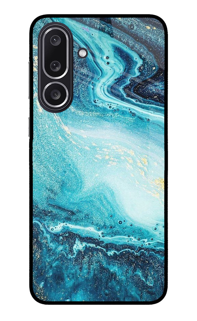 Blue Glitter Marble Samsung M36 5G Metal Case Back Cover by Casekaro