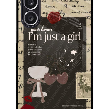 I am just a girl Samsung M36 5G Metal Case Back Cover by Casekaro